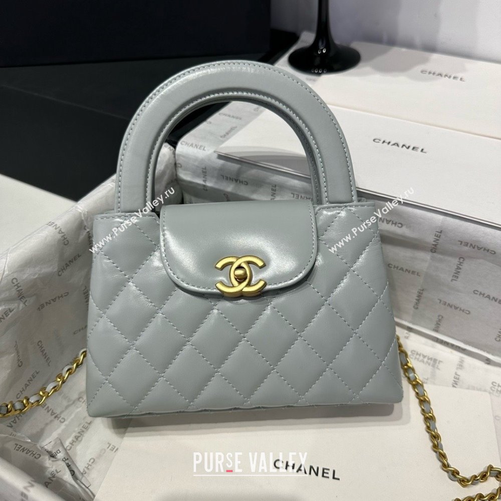 Chanel Shiny Calfskin Mini Kelly Shopping Bag AS4416 Light Grey 2025 (SS-25061031)