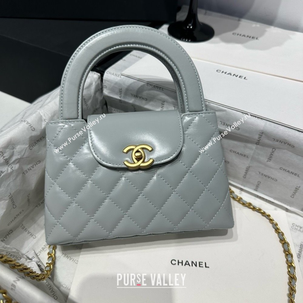 Chanel Shiny Calfskin Mini Kelly Shopping Bag AS4416 Light Grey 2025 (SS-25061031)