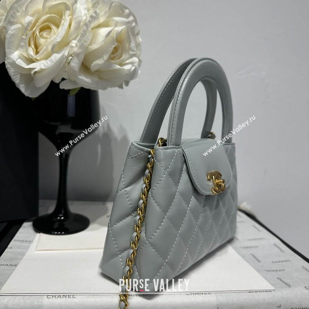 Chanel Shiny Calfskin Mini Kelly Shopping Bag AS4416 Light Grey 2025 (SS-25061031)