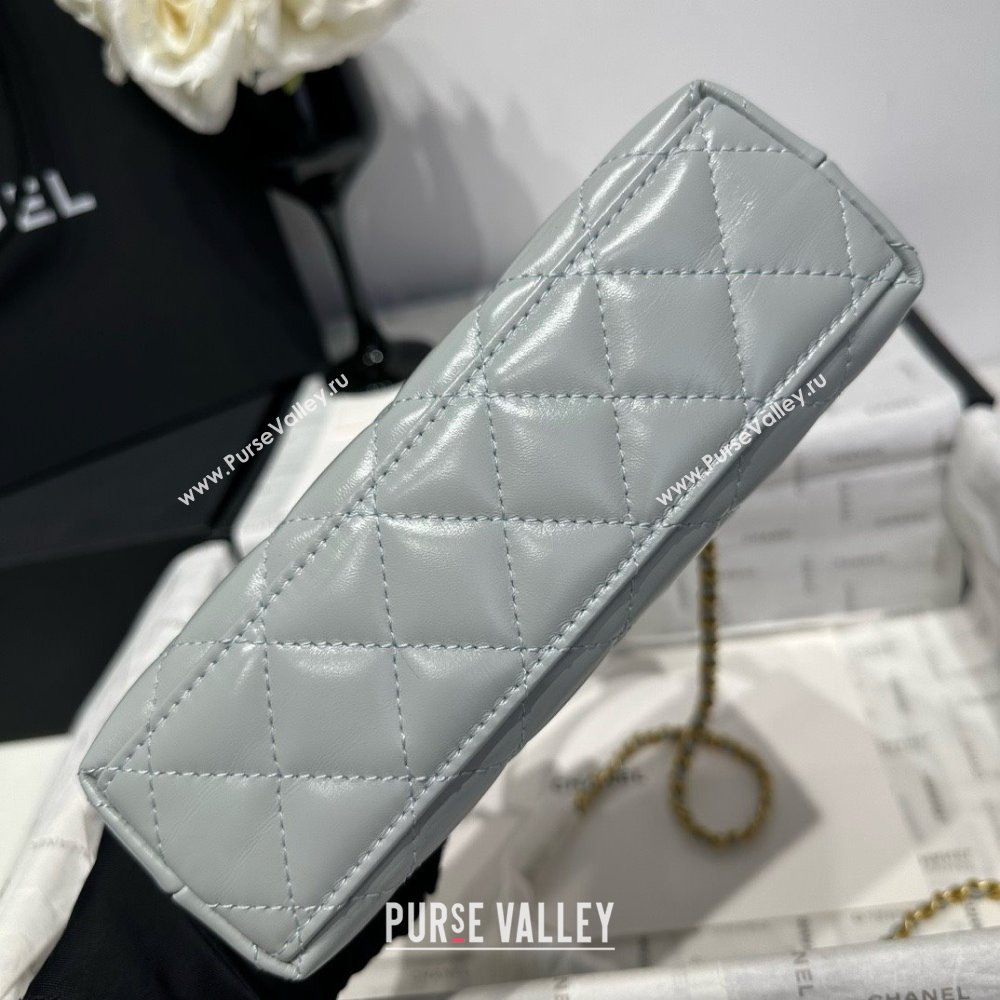 Chanel Shiny Calfskin Mini Kelly Shopping Bag AS4416 Light Grey 2025 (SS-25061031)