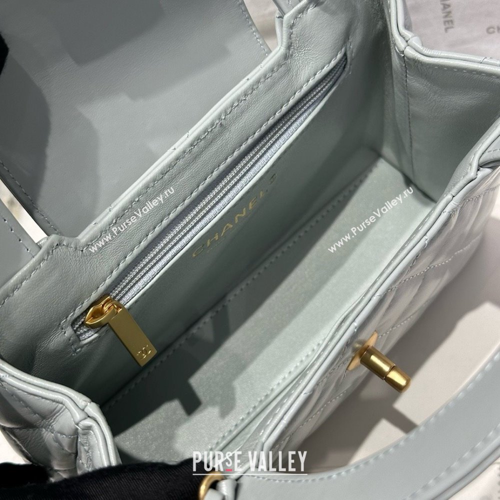 Chanel Shiny Calfskin Mini Kelly Shopping Bag AS4416 Light Grey 2025 (SS-25061031)