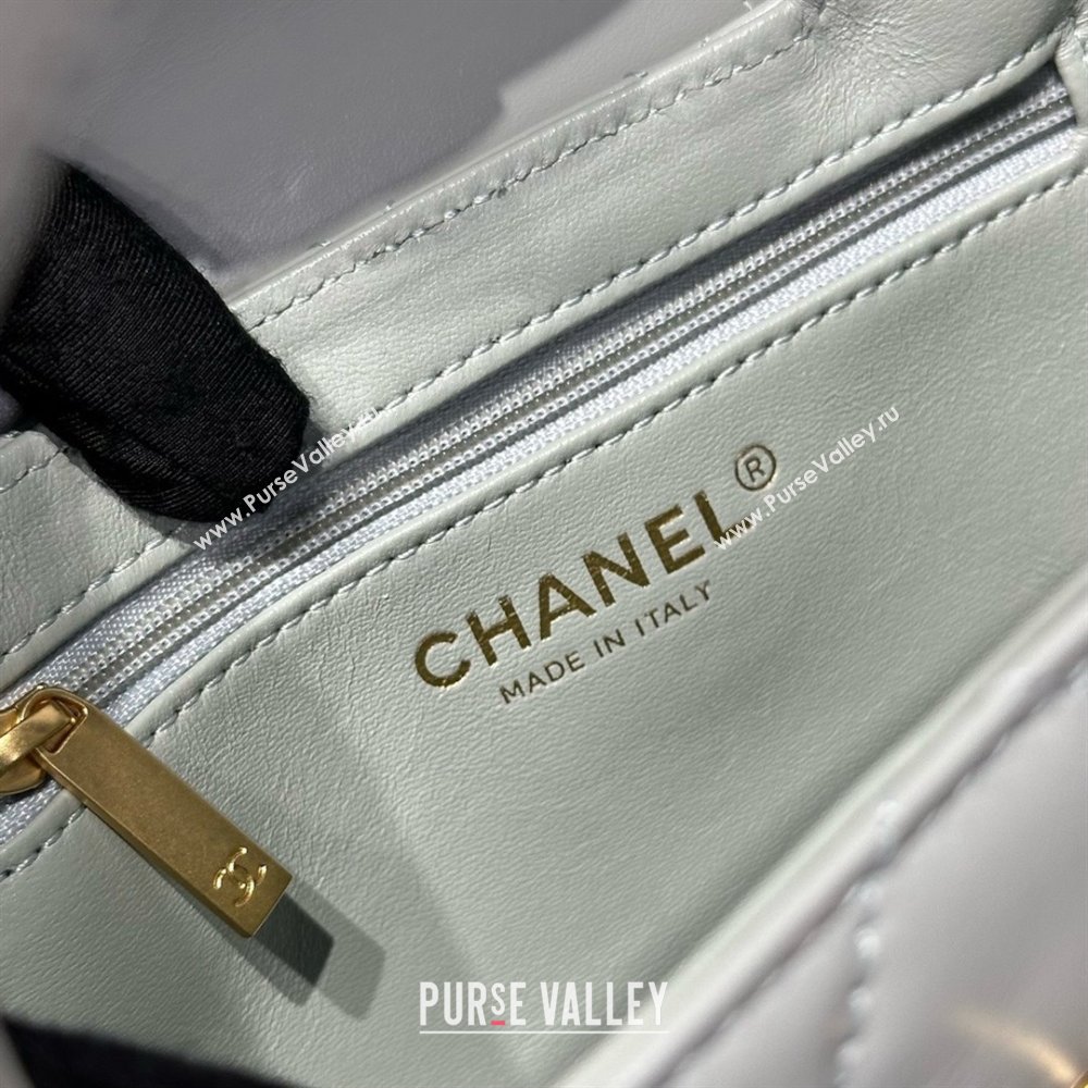 Chanel Shiny Calfskin Mini Kelly Shopping Bag AS4416 Light Grey 2025 (SS-25061031)