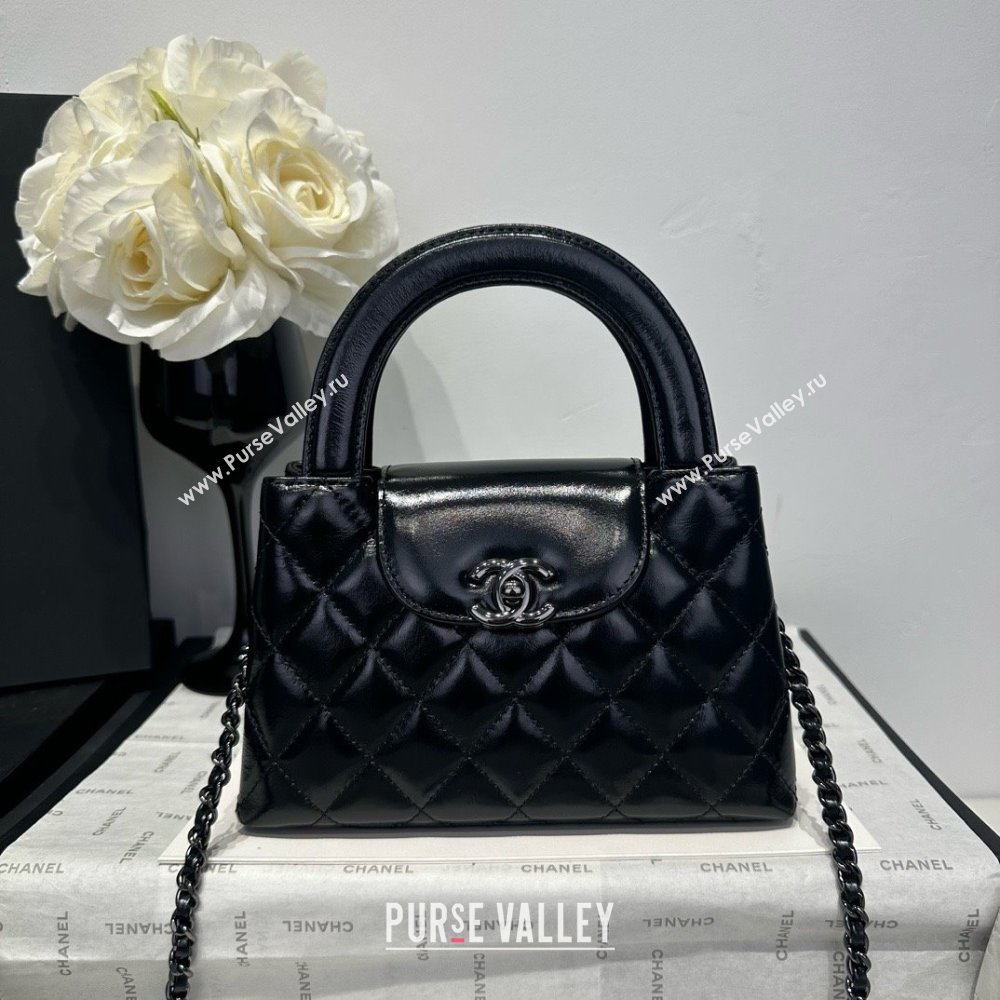 Chanel Shiny Calfskin Mini Kelly Shopping Bag AS4416 All Black 2025 (SS-25061030)