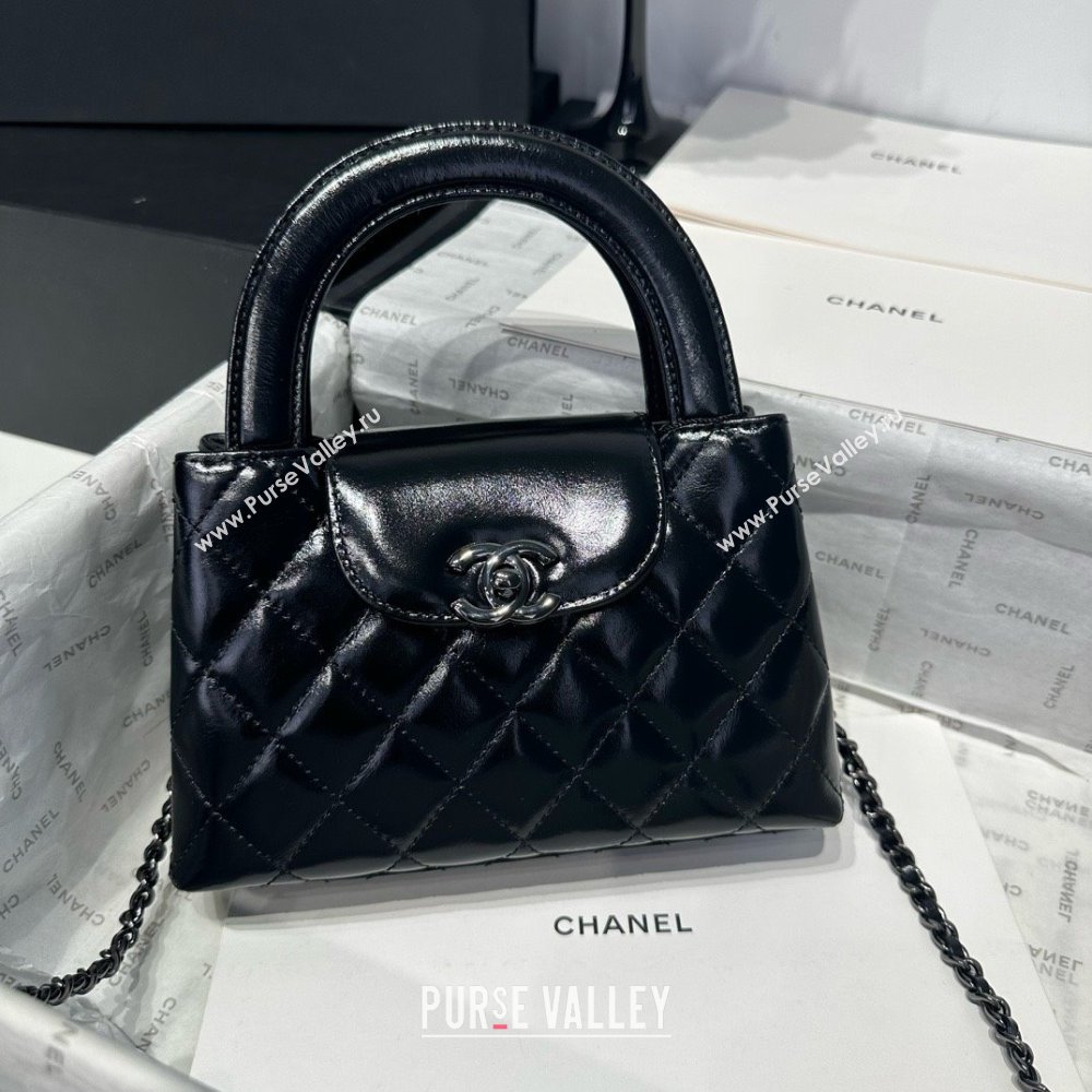 Chanel Shiny Calfskin Mini Kelly Shopping Bag AS4416 All Black 2025 (SS-25061030)