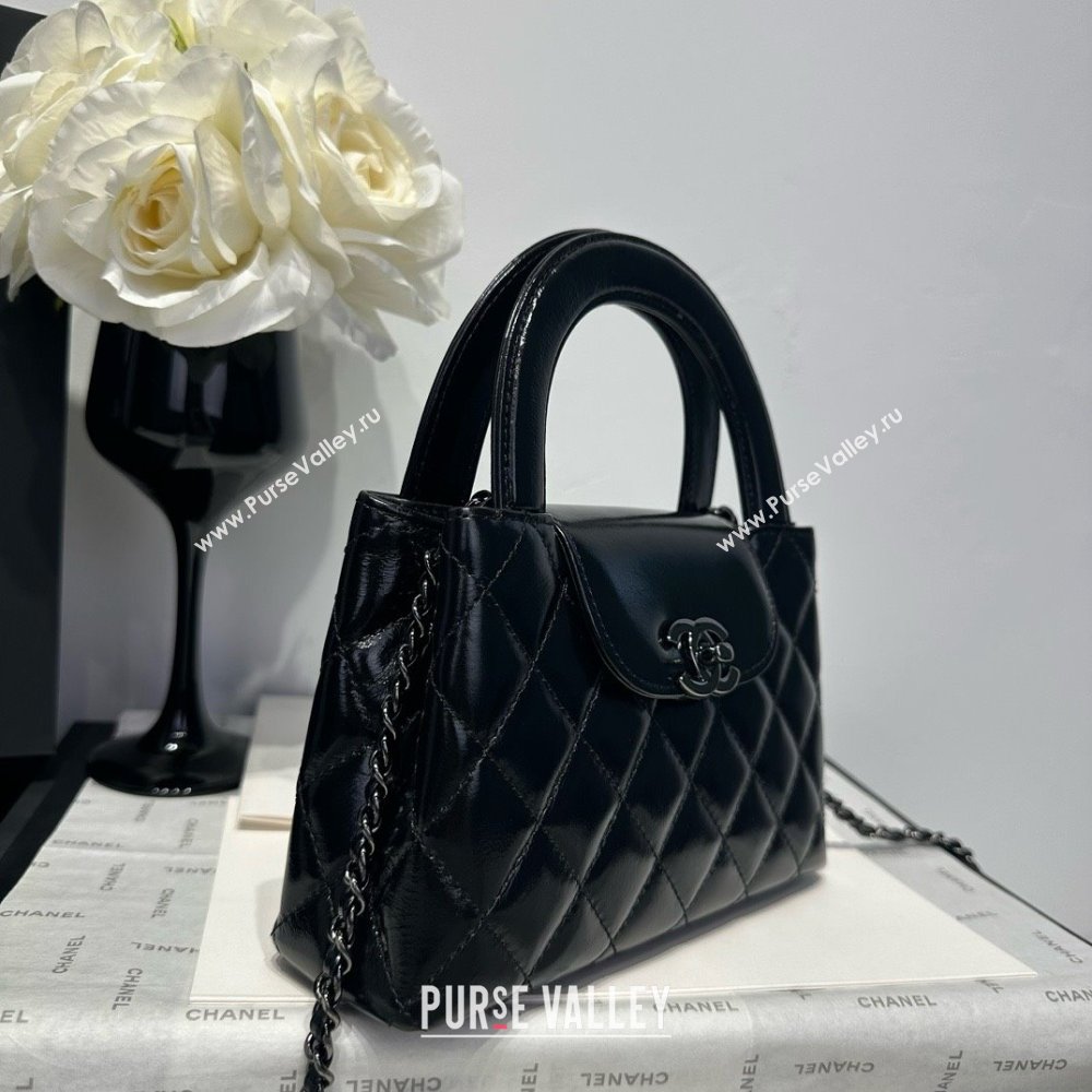 Chanel Shiny Calfskin Mini Kelly Shopping Bag AS4416 All Black 2025 (SS-25061030)