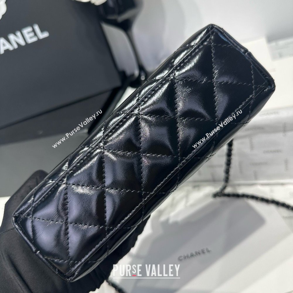 Chanel Shiny Calfskin Mini Kelly Shopping Bag AS4416 All Black 2025 (SS-25061030)