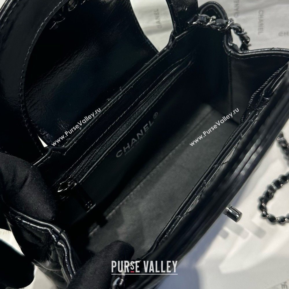 Chanel Shiny Calfskin Mini Kelly Shopping Bag AS4416 All Black 2025 (SS-25061030)