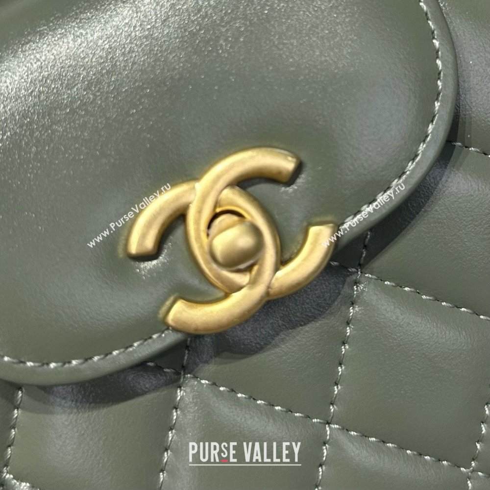 Chanel Shiny Calfskin Mini Kelly Shopping Bag AS4416 Khaki Green 2025 (SS-25061029)