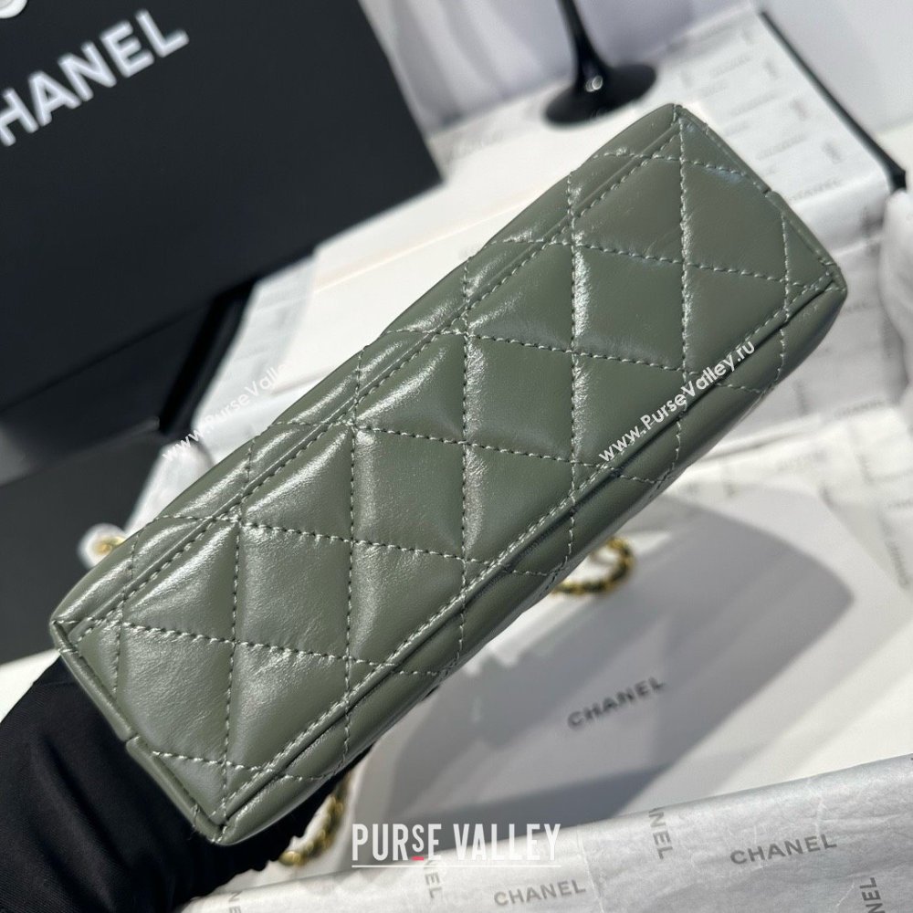 Chanel Shiny Calfskin Mini Kelly Shopping Bag AS4416 Khaki Green 2025 (SS-25061029)