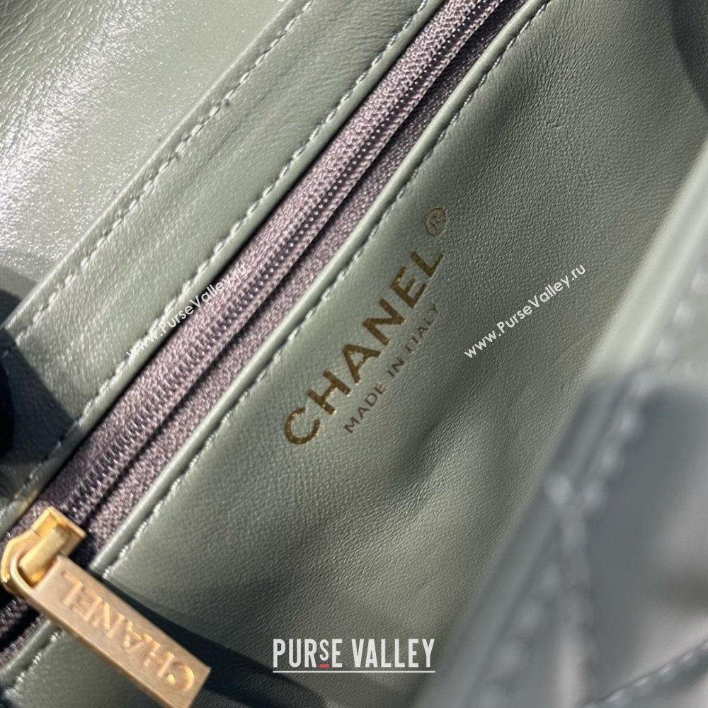 Chanel Shiny Calfskin Mini Kelly Shopping Bag AS4416 Khaki Green 2025 (SS-25061029)