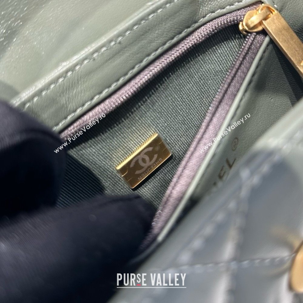 Chanel Shiny Calfskin Mini Kelly Shopping Bag AS4416 Khaki Green 2025 (SS-25061029)