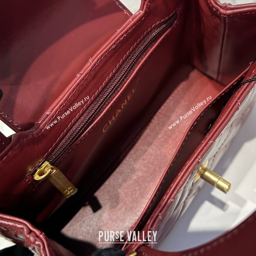 Chanel Shiny Calfskin Mini Kelly Shopping Bag AS4416 Burgundy 2025 (SS-25061026)
