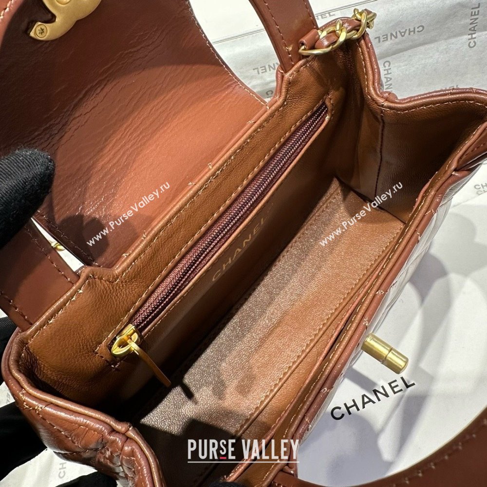 Chanel Shiny Calfskin Mini Kelly Shopping Bag AS4416 Brown 2025 (SS-25061024)