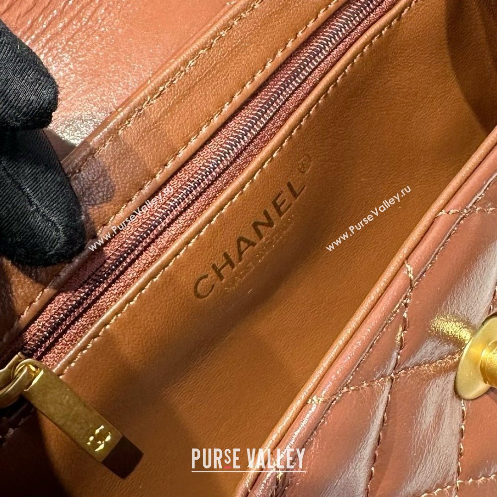 Chanel Shiny Calfskin Mini Kelly Shopping Bag AS4416 Brown 2025 (SS-25061024)