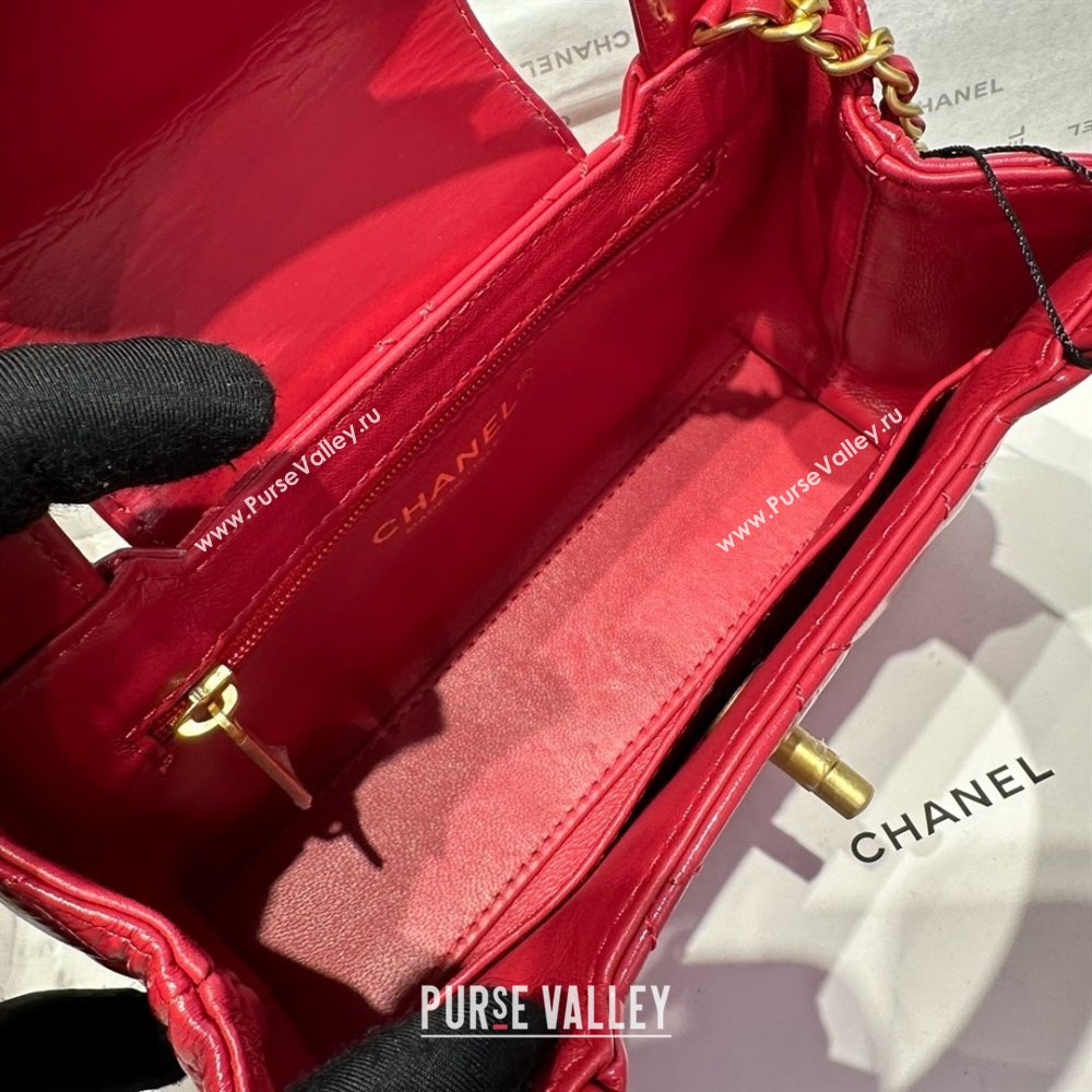 Chanel Shiny Calfskin Mini Kelly Shopping Bag AS4416 Red 02 2025 (SS-25061020)