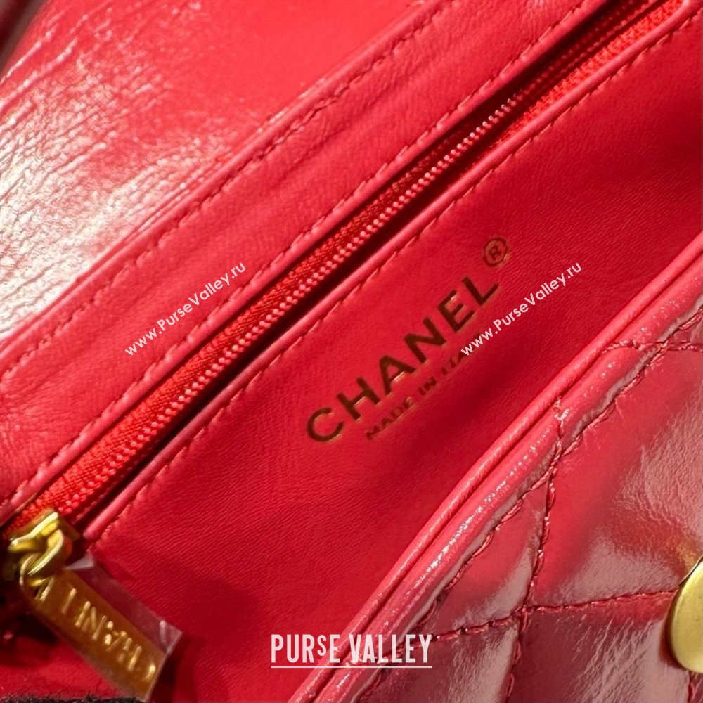 Chanel Shiny Calfskin Mini Kelly Shopping Bag AS4416 Red 02 2025 (SS-25061020)
