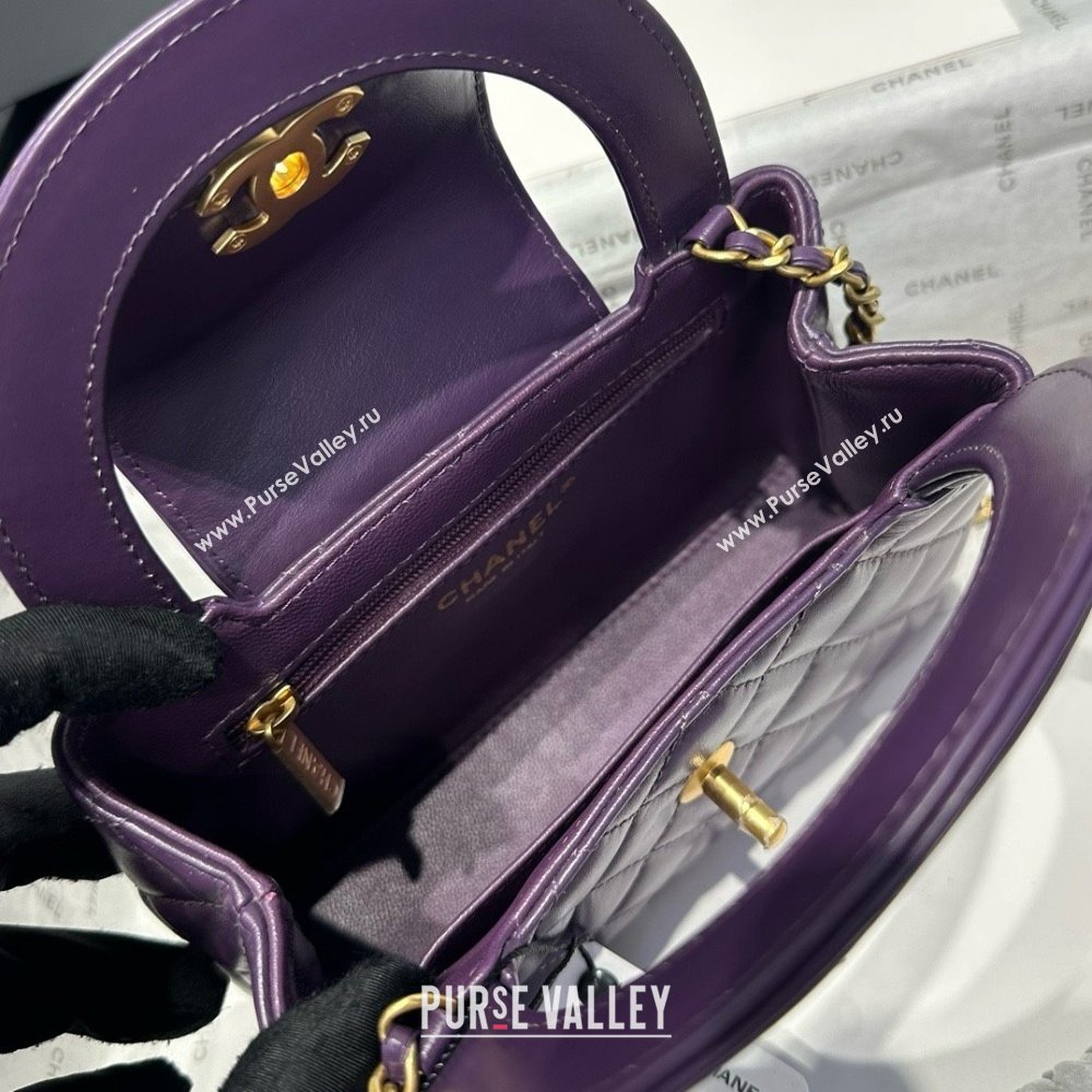 Chanel Shiny Calfskin Mini Kelly Shopping Bag AS4416 Purple 2025 (SS-25061018)