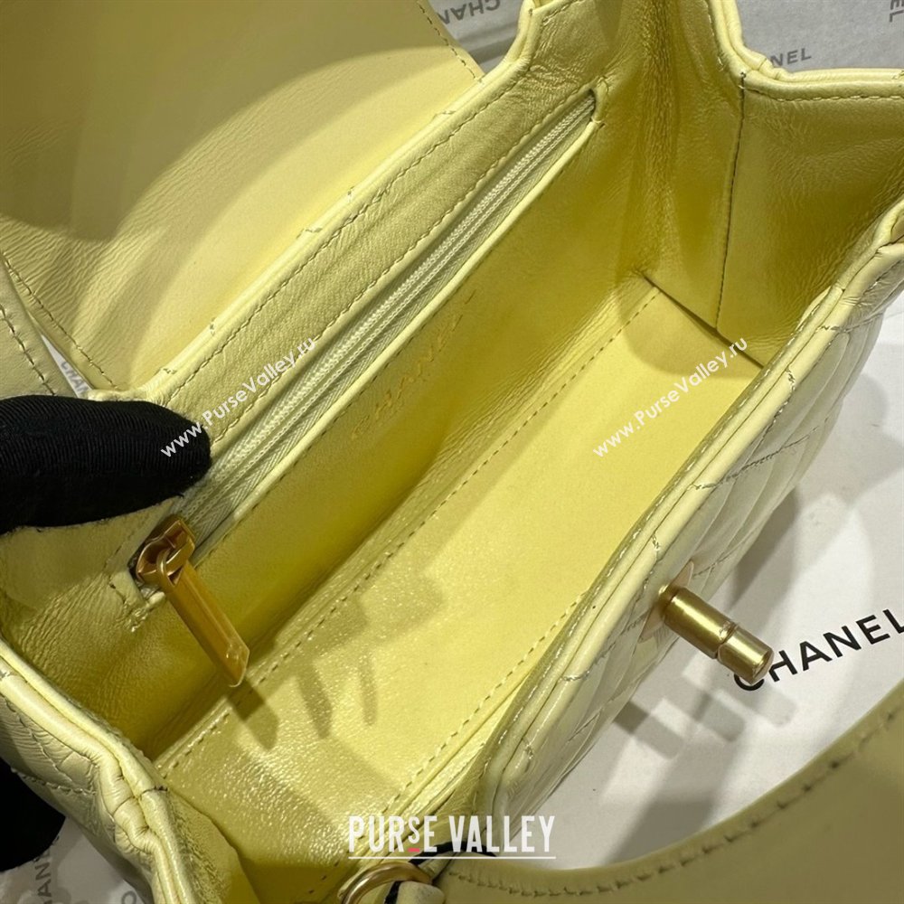 Chanel Shiny Calfskin Mini Kelly Shopping Bag AS4416 Yellow 2025 (SS-25061021)
