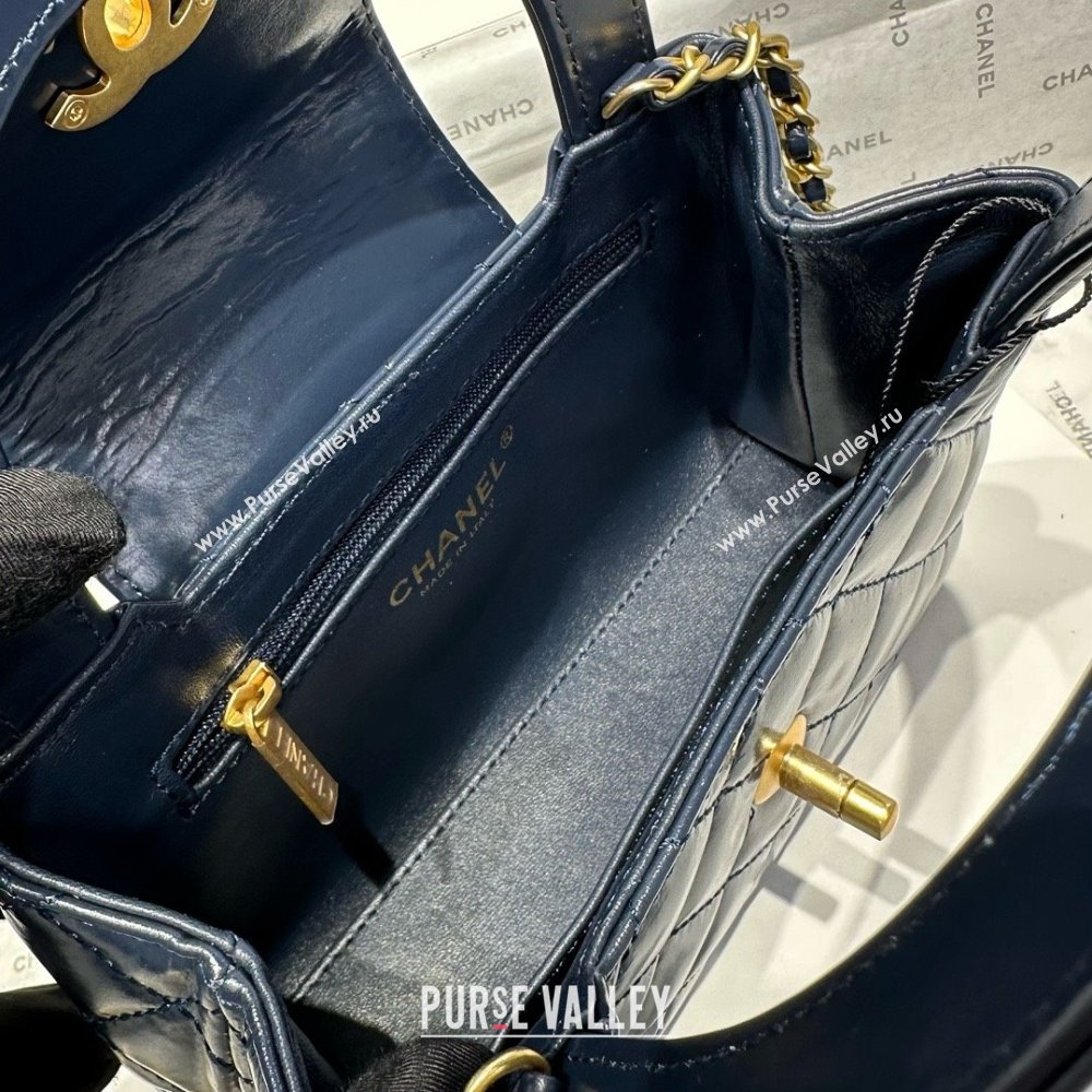 Chanel Shiny Calfskin Mini Kelly Shopping Bag AS4416 Deep Blue 2025 (SS-25061015)