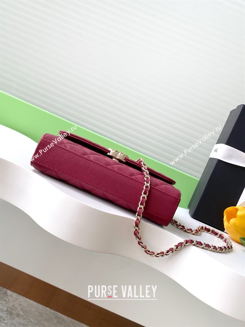 Chanel Phone Holder with Chain in Grained Shiny Calfskin AP3238 Burgundy Spring-Summer 2025 (JY-25061108)