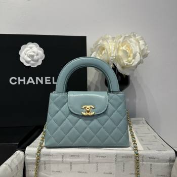 Chanel Shiny Calfskin Mini Kelly Shopping Bag AS4416 Light Blue 2025 (SS-25061013)