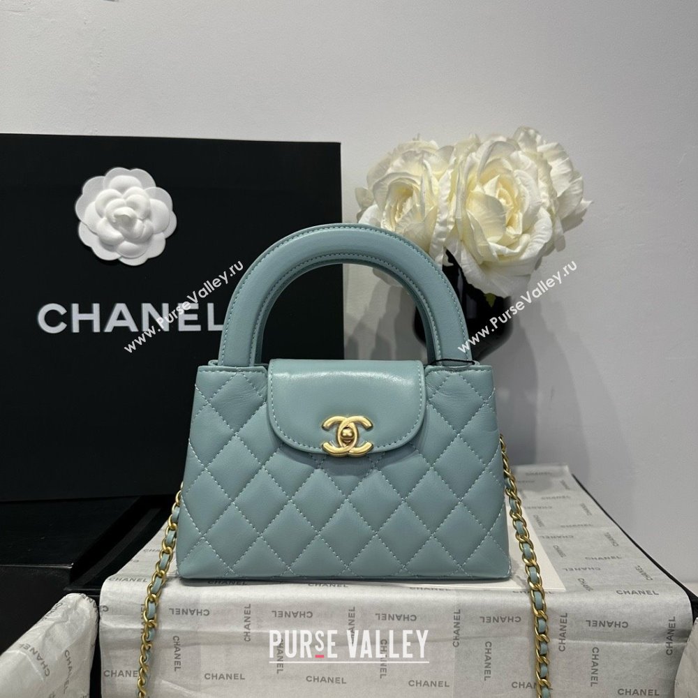 Chanel Shiny Calfskin Mini Kelly Shopping Bag AS4416 Light Blue 2025 (SS-25061013)