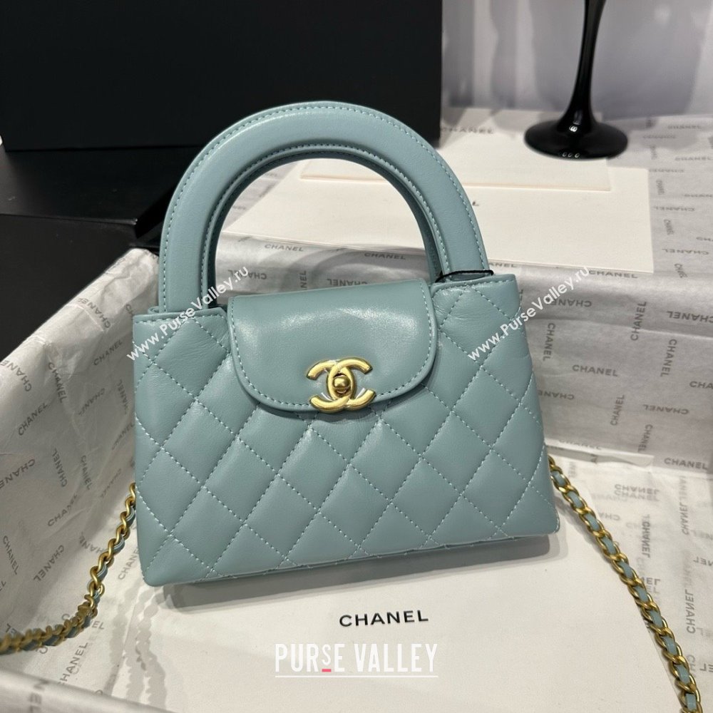 Chanel Shiny Calfskin Mini Kelly Shopping Bag AS4416 Light Blue 2025 (SS-25061013)