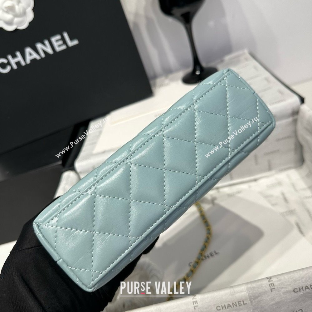 Chanel Shiny Calfskin Mini Kelly Shopping Bag AS4416 Light Blue 2025 (SS-25061013)