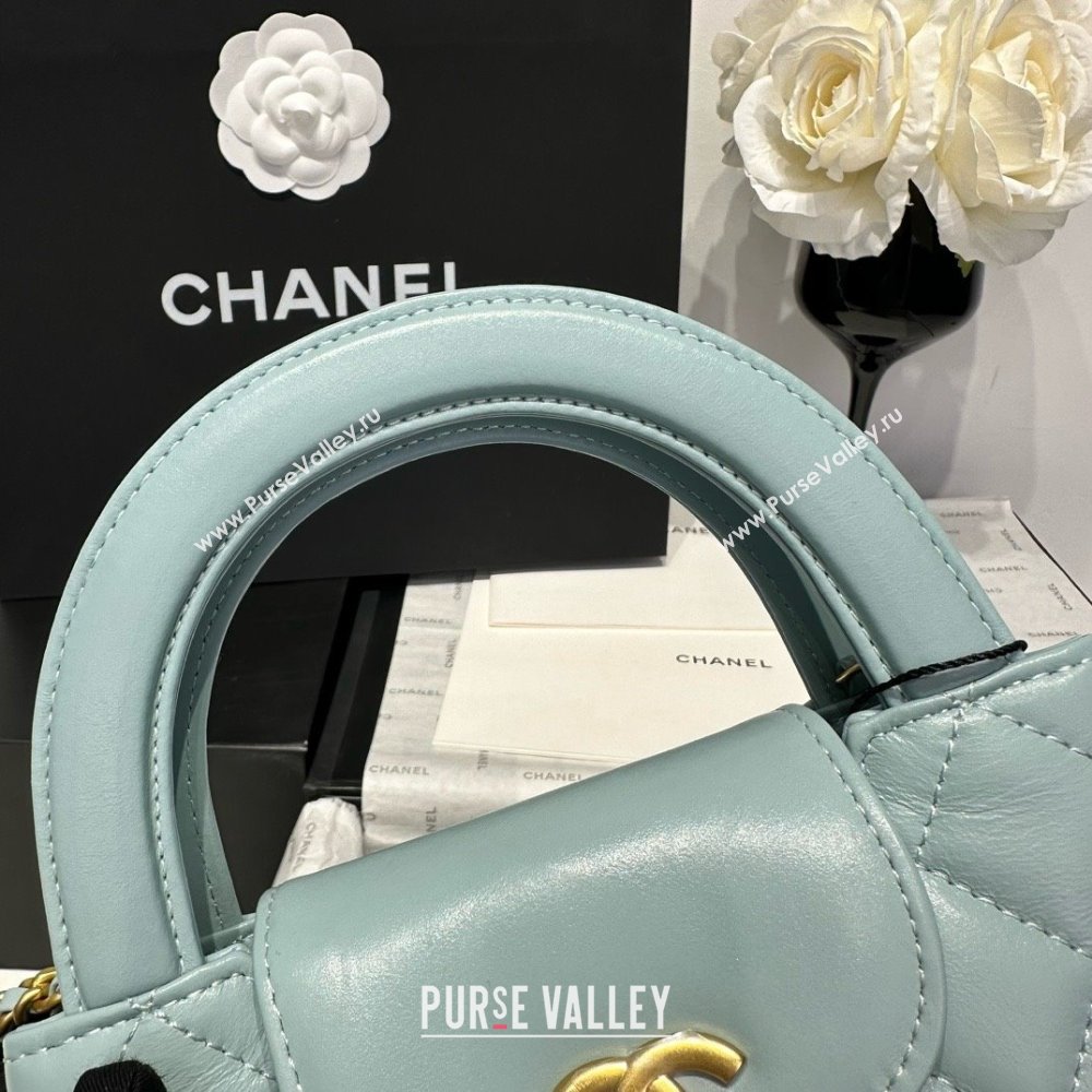 Chanel Shiny Calfskin Mini Kelly Shopping Bag AS4416 Light Blue 2025 (SS-25061013)