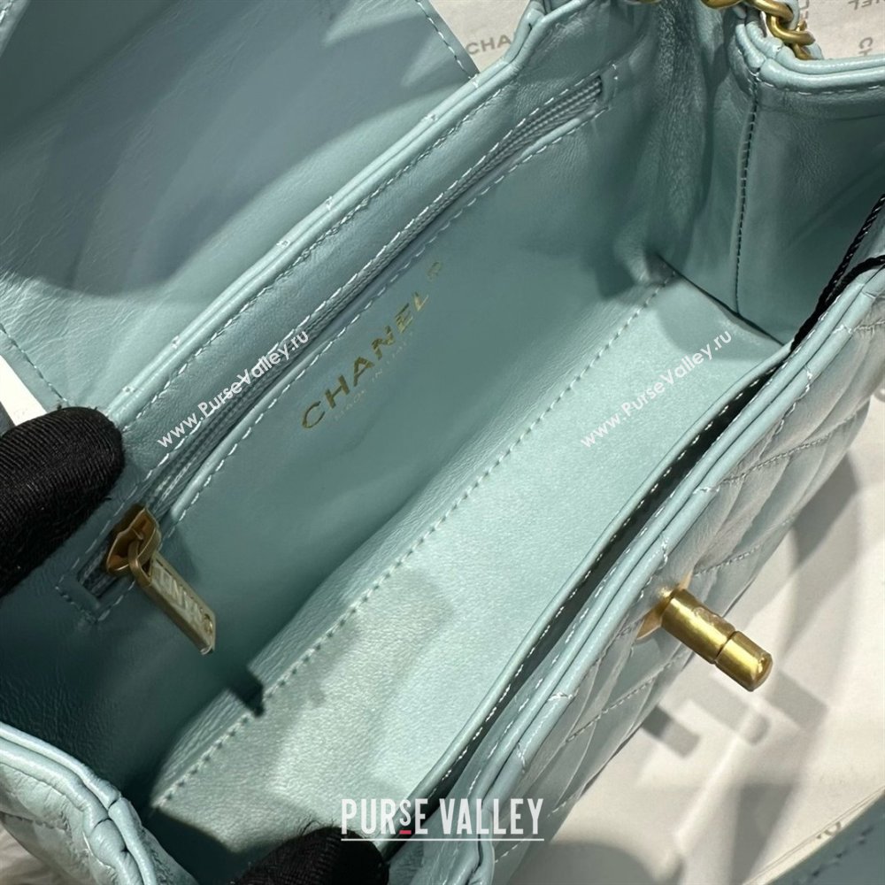 Chanel Shiny Calfskin Mini Kelly Shopping Bag AS4416 Light Blue 2025 (SS-25061013)