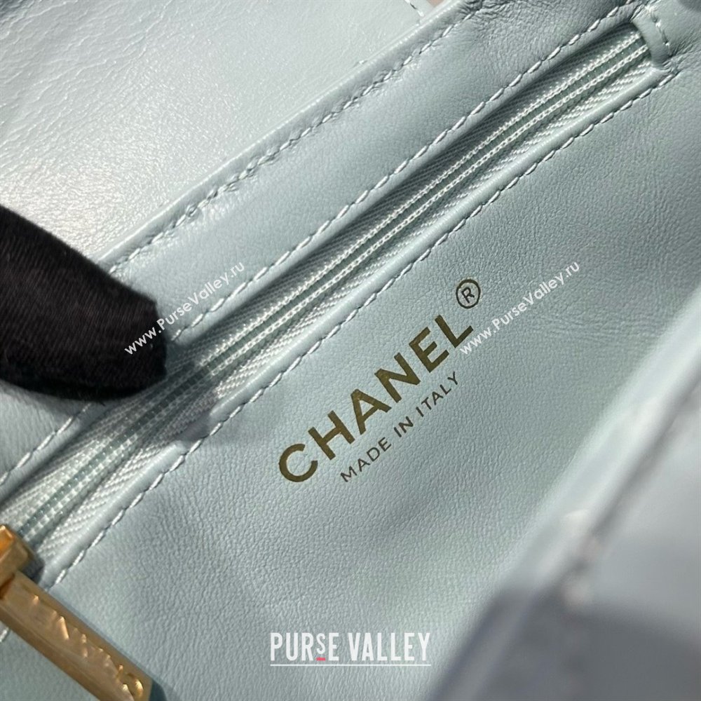 Chanel Shiny Calfskin Mini Kelly Shopping Bag AS4416 Light Blue 2025 (SS-25061013)