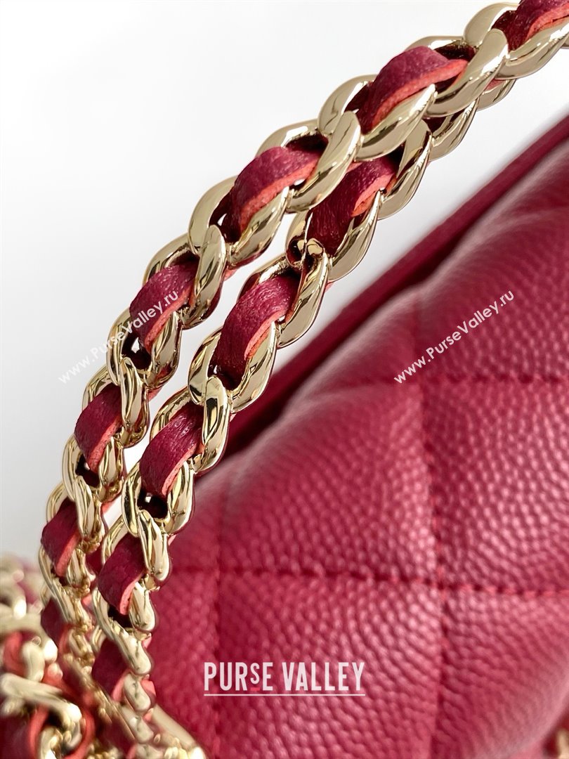 Chanel Phone Holder with Chain in Grained Shiny Calfskin AP3238 Burgundy Spring-Summer 2025 (JY-25061108)