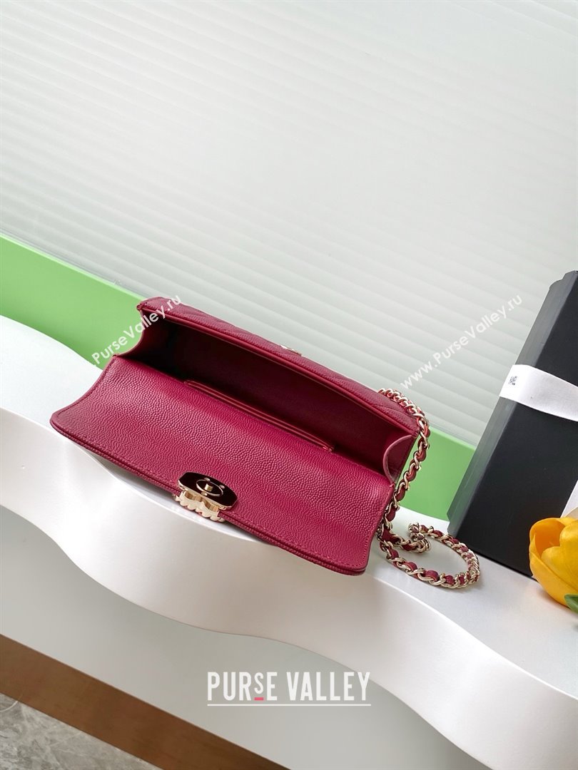 Chanel Phone Holder with Chain in Grained Shiny Calfskin AP3238 Burgundy Spring-Summer 2025 (JY-25061108)