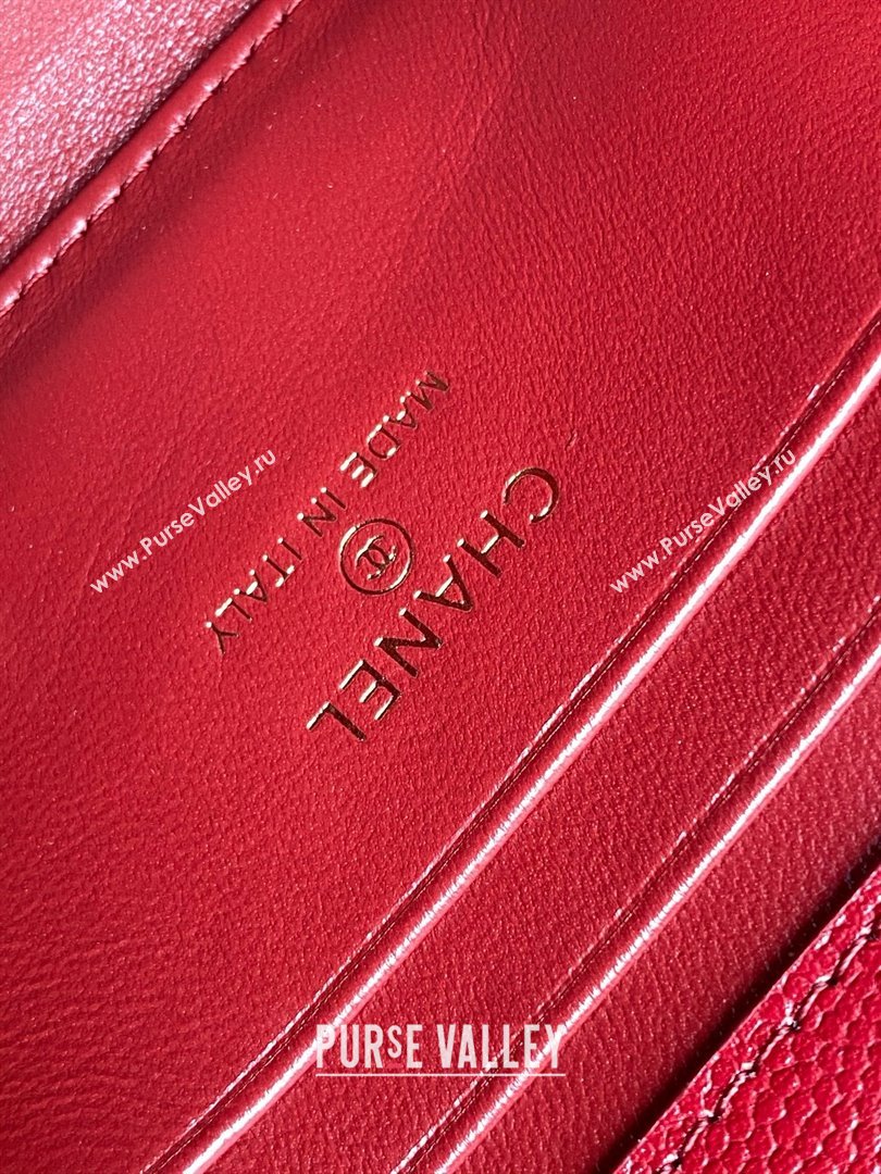 Chanel Phone Holder with Chain in Grained Shiny Calfskin AP3238 Burgundy Spring-Summer 2025 (JY-25061108)