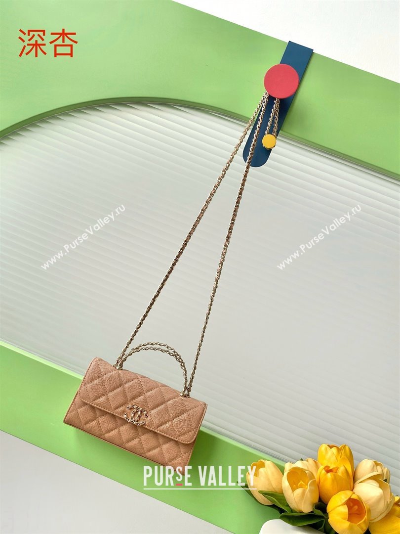 Chanel Phone Holder with Chain in Grained Shiny Calfskin AP3238 Dark Apricot Spring-Summer 2025 (JY-25061109)