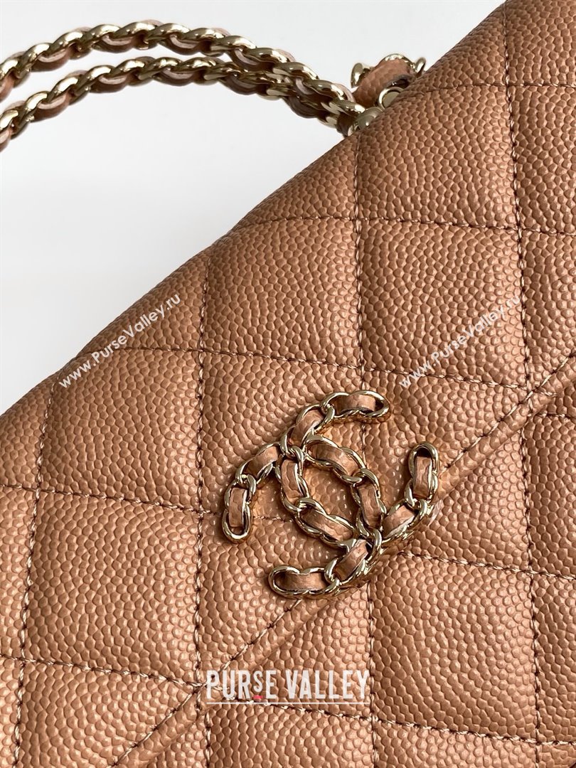 Chanel Phone Holder with Chain in Grained Shiny Calfskin AP3238 Dark Apricot Spring-Summer 2025 (JY-25061109)
