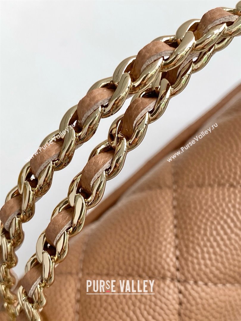 Chanel Phone Holder with Chain in Grained Shiny Calfskin AP3238 Dark Apricot Spring-Summer 2025 (JY-25061109)