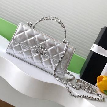 Chanel Phone Holder with Chain in Lambskin AP3238 Silver Spring-Summer 2025 (JY-25061110)