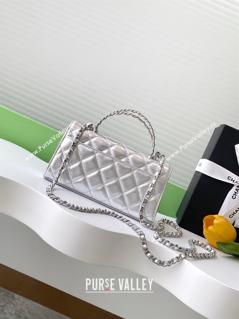Chanel Phone Holder with Chain in Lambskin AP3238 Silver Spring-Summer 2025 (JY-25061110)
