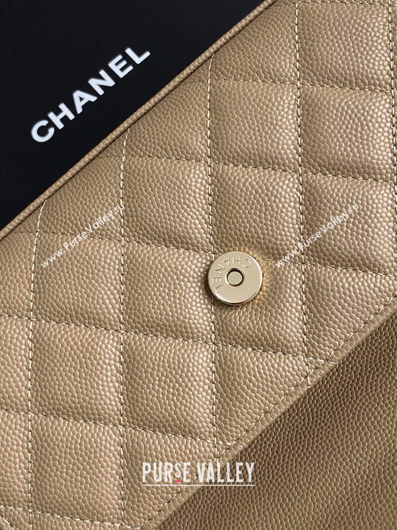 Chanel Phone Holder with Chain in Grained Shiny Calfskin AP3238 Khaki Spring-Summer 2025 (JY-25061104)