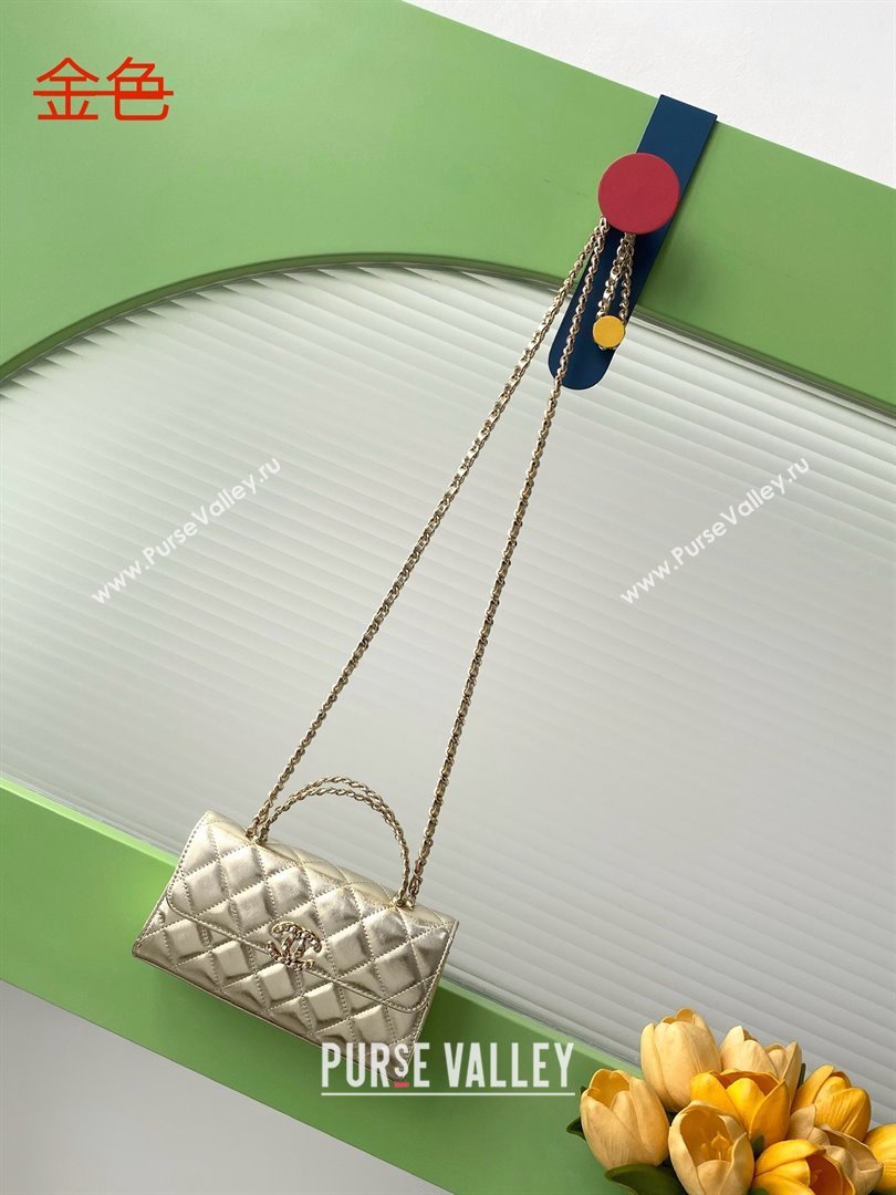 Chanel Phone Holder with Chain in Lambskin AP3238 Gold Spring-Summer 2025 (JY-25061111)