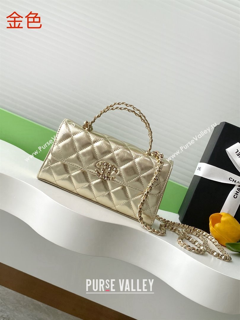 Chanel Phone Holder with Chain in Lambskin AP3238 Gold Spring-Summer 2025 (JY-25061111)