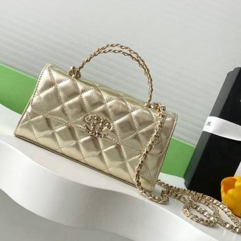 Chanel Phone Holder with Chain in Lambskin AP3238 Gold Spring-Summer 2025 (JY-25061111)