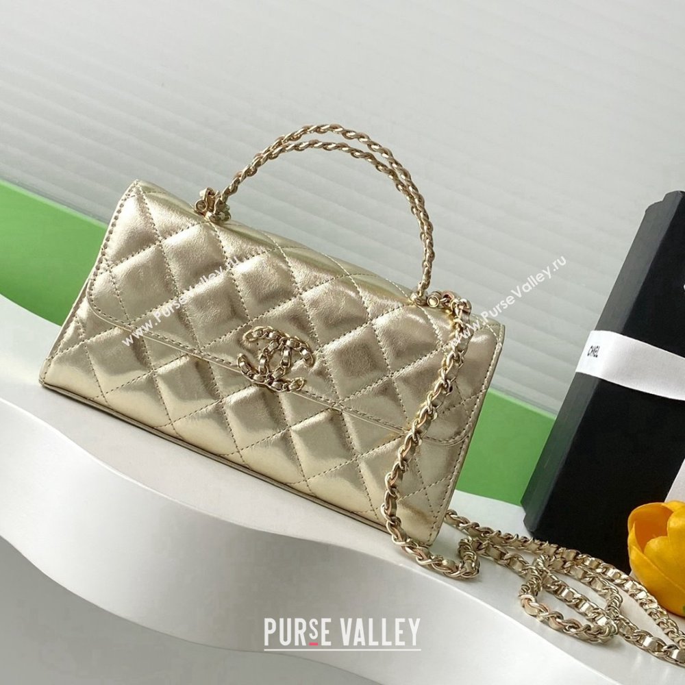 Chanel Phone Holder with Chain in Lambskin AP3238 Gold Spring-Summer 2025 (JY-25061111)