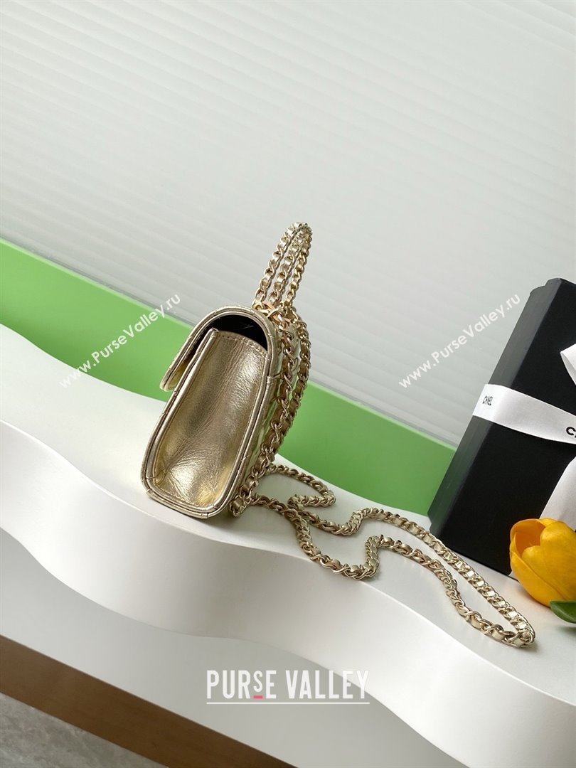 Chanel Phone Holder with Chain in Lambskin AP3238 Gold Spring-Summer 2025 (JY-25061111)
