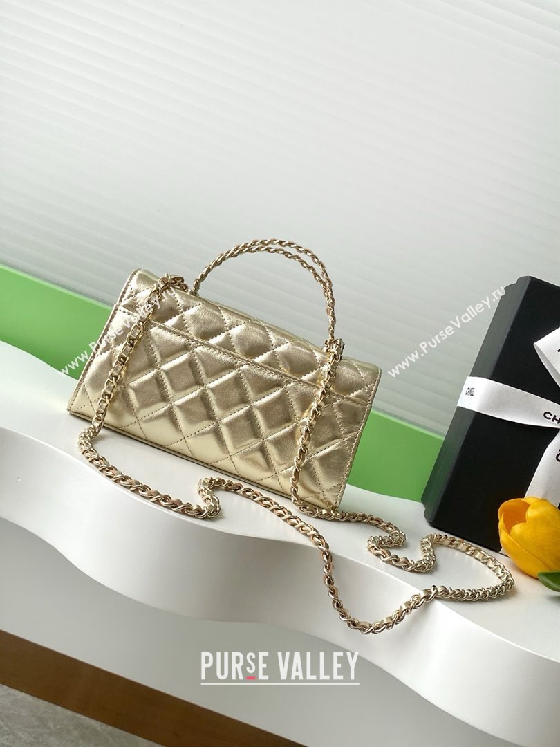 Chanel Phone Holder with Chain in Lambskin AP3238 Gold Spring-Summer 2025 (JY-25061111)