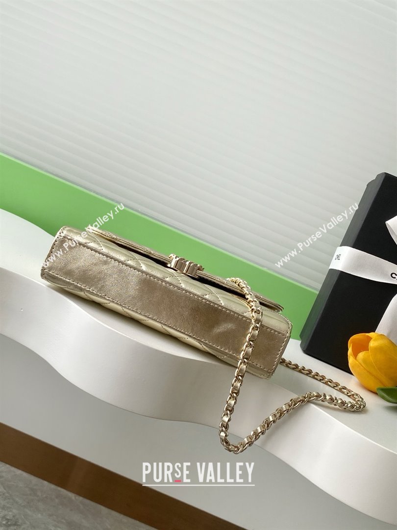 Chanel Phone Holder with Chain in Lambskin AP3238 Gold Spring-Summer 2025 (JY-25061111)