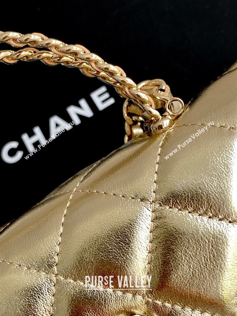 Chanel Phone Holder with Chain in Lambskin AP3238 Gold Spring-Summer 2025 (JY-25061111)