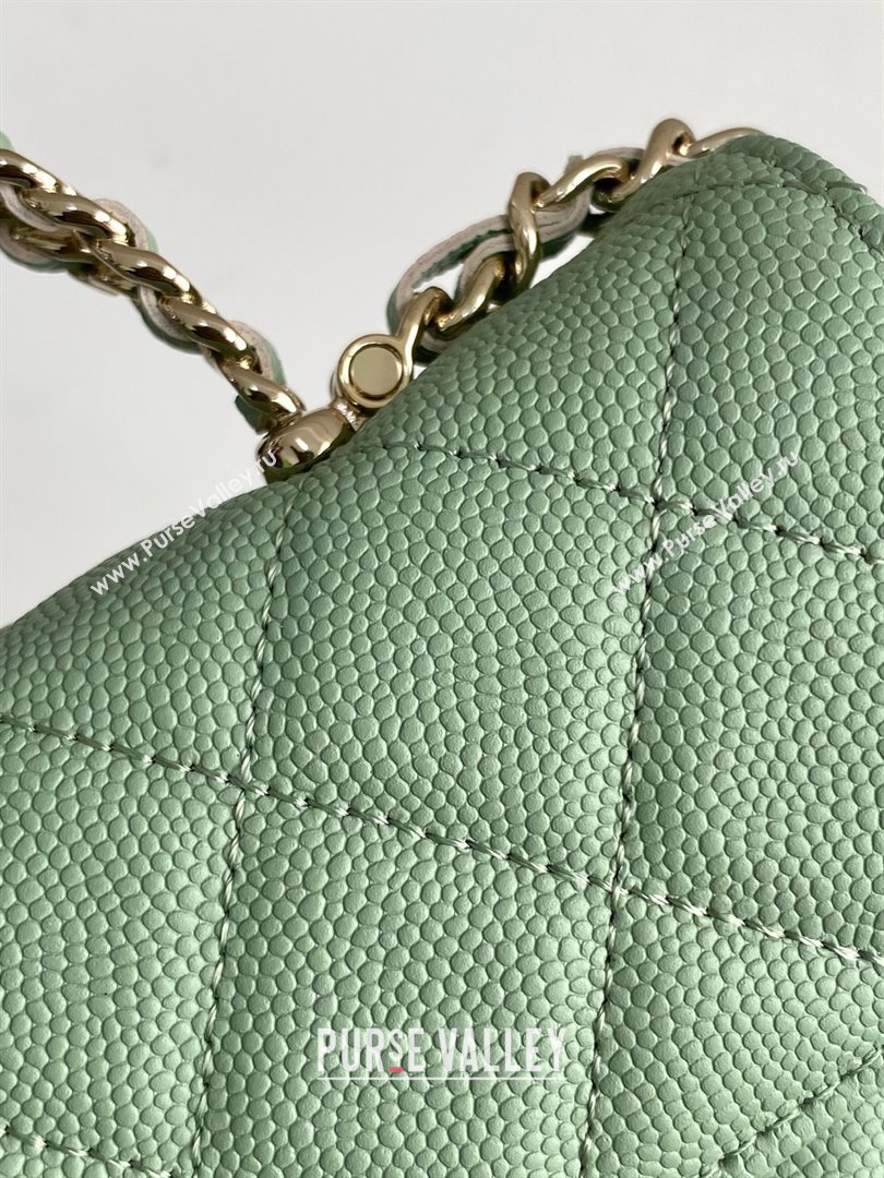 Chanel Phone Holder with Chain in Grained Shiny Calfskin AP3238 Light Green Spring-Summer 2025 (JY-25061113)