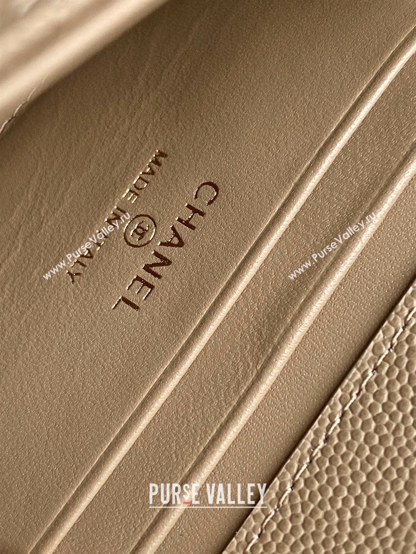 Chanel Phone Holder with Chain in Grained Shiny Calfskin AP3238 Khaki Spring-Summer 2025 (JY-25061104)
